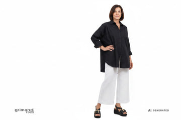 Melluso 019272 Nero - Palazzo Lino Bianco Camicia Oversize Nera - AI-Generated Model