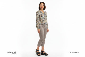 Melluso 019185Q Nero - Capri Cotone Blusa Viscosa Stampata Casual Chic - AI-Generated Model