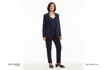 Melluso Slingback Camoscio Blu - Tailleur Viscosa Navy - AI-Generated Model