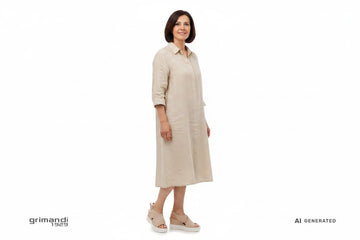 Melluso R80548Q Beige Cipria - Chemisier Lino Sabbia Weekend - AI-Generated Model