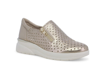 Melluso Women's Slip-on Micro-perforated Leather Zip Elastic Wedge