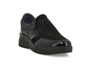 Melluso Calzatura Comfort Nera con Zip e Borchie tono su tono
