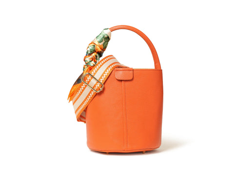 Melluso Secchiello in Pelle con Foulard e Tracolla Arancione BOR582-250299