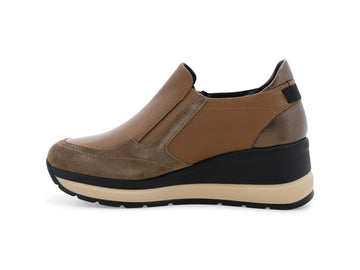 Vista laterale e silhouette senza stringhe Melluso Donna in pelle / camoscio beige