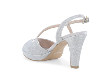 Melluso Sandalo Tessuto Argento - Dettaglio tacco J594Q-261825