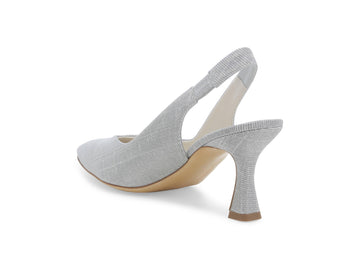 Melluso Slingback Tessuto Argento - Dettaglio tacco D168Q-256996