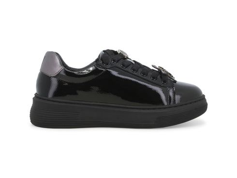 Melluso Sneakers da Donna in Pelle Lucida Nera con Dettagli Gioiello K35314-239863