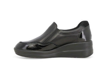Vista laterale e silhouette sneakers Melluso Donna in pelle nera