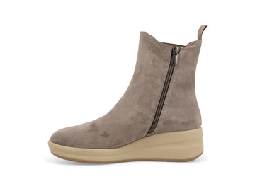 Vista laterale e silhouette stivaletti Melluso Donna in camoscio beige