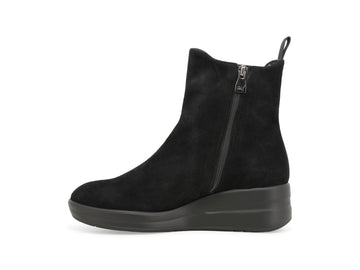 Vista laterale e silhouette stivaletti Melluso Donna in camoscio nero