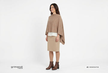 Stivaletti Melluso con mantella nocciola e gonna sabbia. Outfit 1