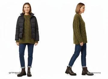 Look informale con stivaletti Melluso Chelsea marrone chunky - AI-Generated Model