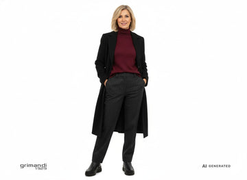 Melluso Stivaletto Comfort Nero in Pelle con Zeppa e Borchie Outfit Abbinamento K55442Z-250746 - AI-Generated Model