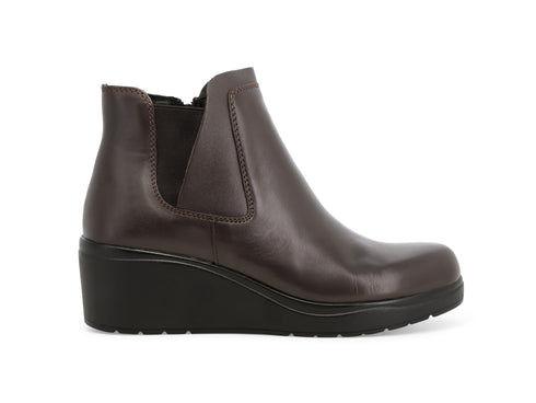 Melluso Stivaletto Donna Marrone in Pelle con Zeppa, Zip ed Elastico K53006Z-250864