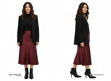 Look serata elegante naturale con stivaletti Melluso neri - AI-Generated Model