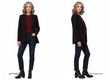 Look casual chic con stivaletti Melluso pelle nera tacco blocco - AI-Generated Model