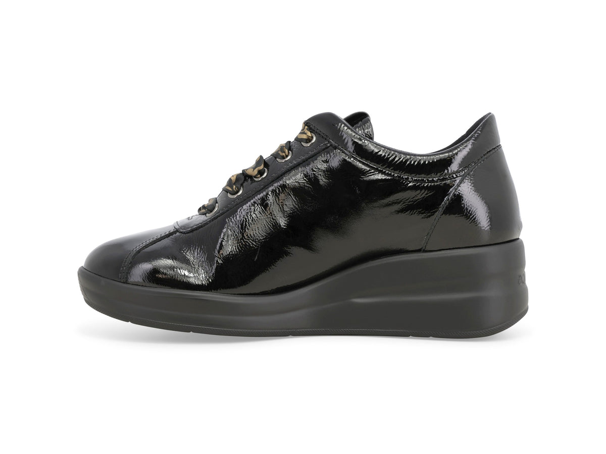 Stringate Melluso Donna Vernice Nera con Zeppa | Autunno Inverno