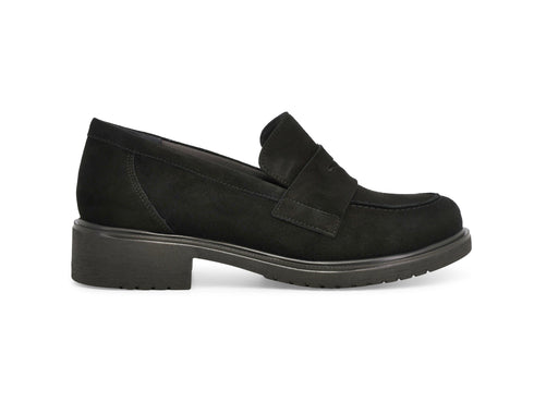 Melluso Mocassino Donna in Camoscio Nero con Tacco Largo R35512Z-252135