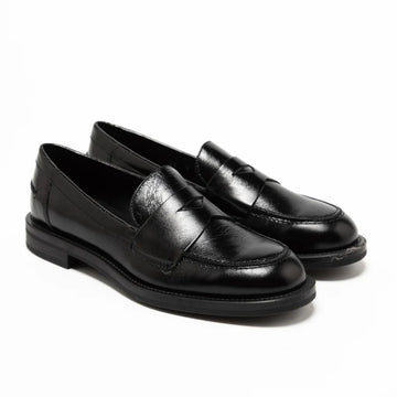 Women's Classic Black Leather Loafers