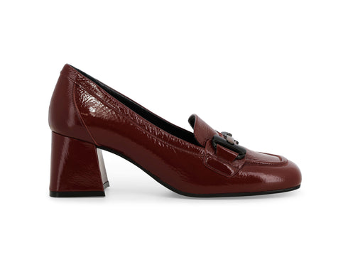 Melluso Mocassino Donna Bordeaux in Vernice con Tacco Largo V5727Z-254798