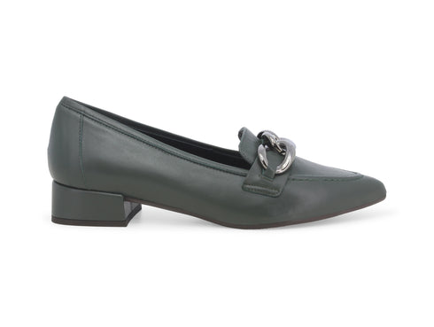 Melluso Mocassini Made in Italy a Punta con Catena Tomaia Pelle Verde V5329D-232590