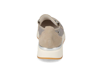 Valleverde Mocassino Donna in Suede Ecru e Tessuto Traforato