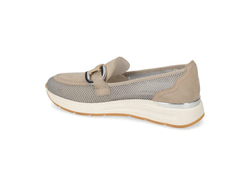 Valleverde Mocassino Donna in Suede Ecru e Tessuto Traforato
