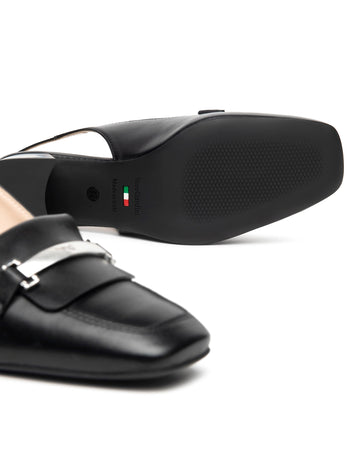 NeroGiardini Donna Slingback in Pelle Nera con Tacco Largo
