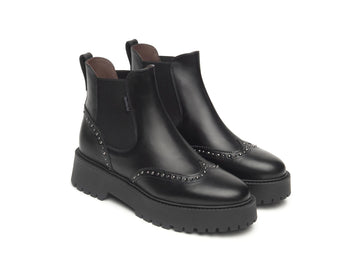 NeroGiardini Stivaletti Chelsea Platform in Pelle Nera con Borchie