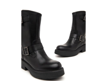 Nero Giardini Winter 2 Buckle Biker Boots Leather Upper