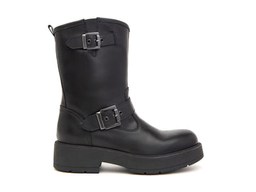 Nero Giardini Winter 2 Buckle Biker Boots Leather Upper