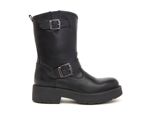 Nero Giardini Winter 2 Buckle Biker Boots Leather Upper