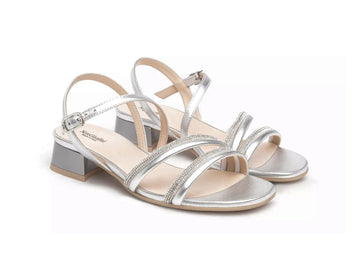 NeroGiardini Sandali Donna Made in Italy Tacco Basso con Strass
