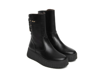 NeroGiardini Women's Platform Boots in Black Leather