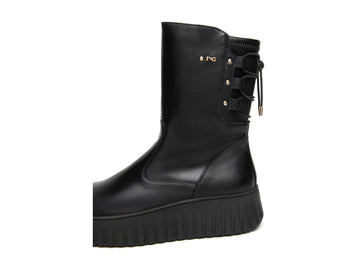 NeroGiardini Women's Platform Boots in Black Leather