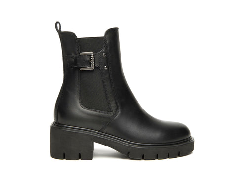 NeroGiardini Stivaletti Chelsea in Pelle Nera con Fibbia Gioiello i514814d