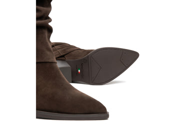 NeroGiardini Stivali Donna in Suede Testa di Moro con Gambale Morbido