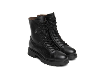 NeroGiardini Women's Combat Boots in Black Leather