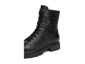 NeroGiardini Women's Combat Boots in Black Leather