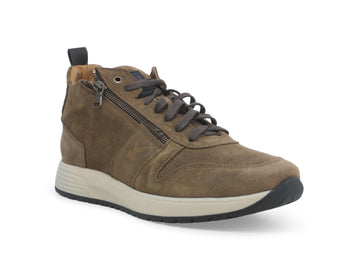 Melluso Men's Mid Shoes with Zip and Laces Suede Leather Upper