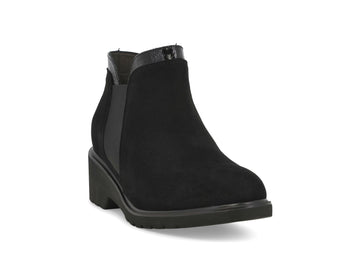 Melluso Comfort Black Suede Ankle Boot with Zip