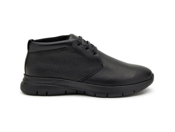 Frau Uomo Polacchino Mid Stringato Suola XL Tomaia Pelle Nera 09L2