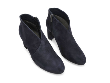 Melluso Stivaletto Blu Navy in Camoscio con Tacco e Zip Interna