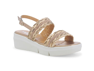 Melluso Comfortable Summer Sandal 2 Bands Wedge Braid Upper