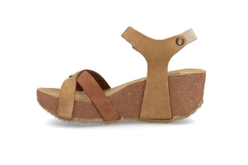 BioNatura Sandali Donna Fregene Nabuk Multi Tortora con Zeppa