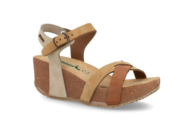 BioNatura Sandali Donna Fregene Nabuk Multi Tortora con Zeppa