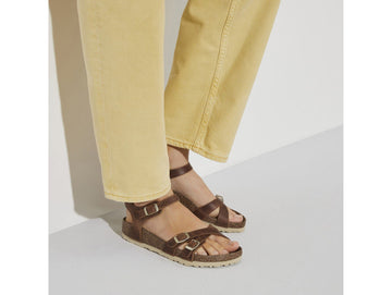 Birkenstock Women's Kumba Oiled Nubuck Leather Sandals Cognac