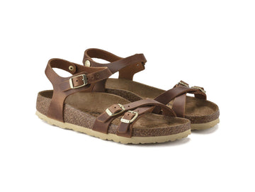 Birkenstock Women's Kumba Oiled Nubuck Leather Sandals Cognac