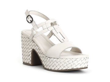 CafèNoir Women's Platform Braided Sandal with T-Strap