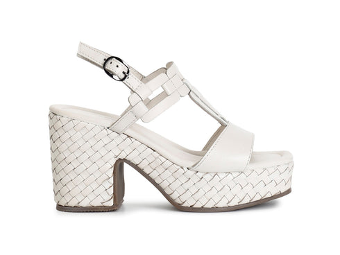 CafèNoir Sandalo Donna Platform Intrecciata con T-Strap Beige Panna C1HL1054-W059